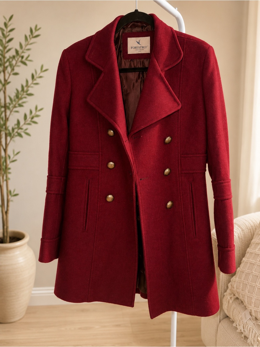 Venezia Deep Red Double-Breasted Jacket